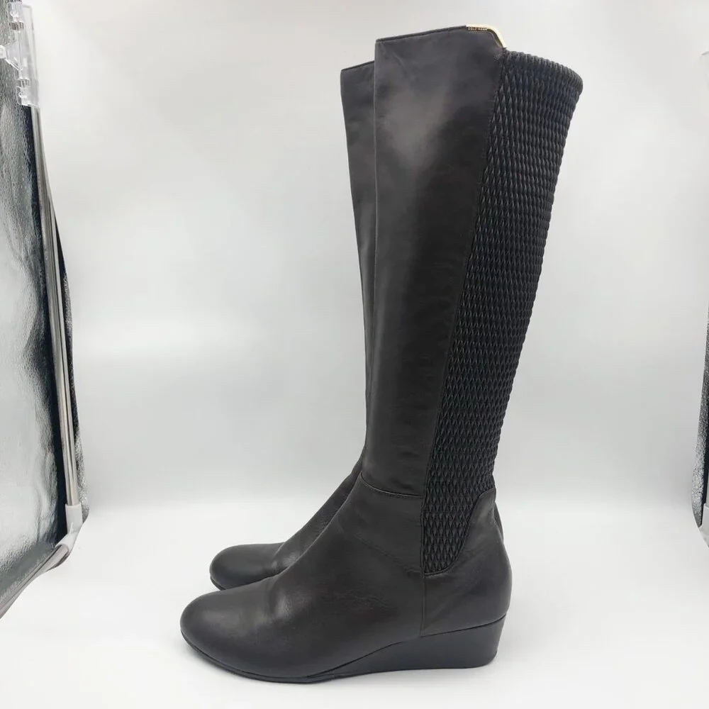 COLE HAAN Rockland Brown Leather Knee-High Riding Boots Womens 7